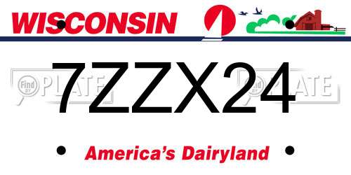 7ZZX24 Wisconsin License Plate
