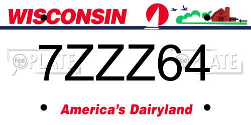 7ZZZ64 Wisconsin License Plate
