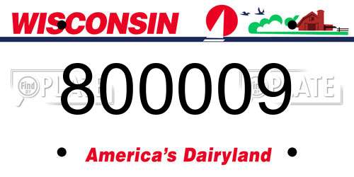 800009 Wisconsin License Plate