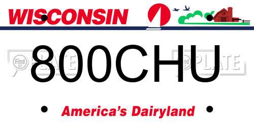 800CHU Wisconsin License Plate