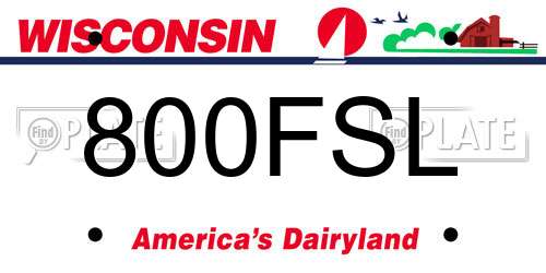 800FSL Wisconsin License Plate