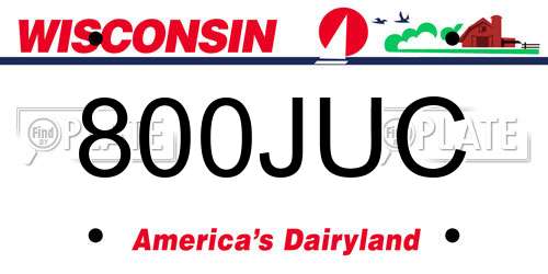800JUC Wisconsin License Plate
