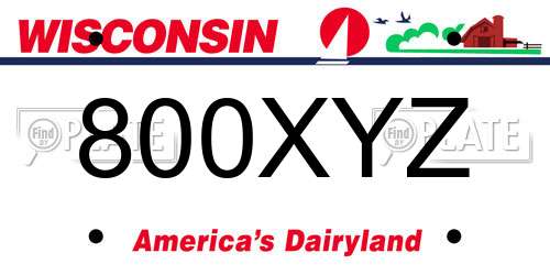 800XYZ Wisconsin License Plate