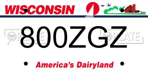 800ZGZ Wisconsin License Plate