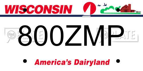 800ZMP Wisconsin License Plate