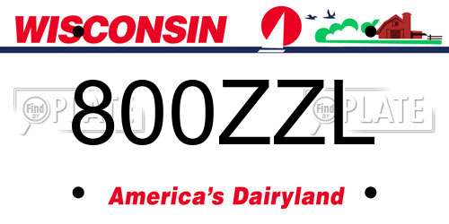 800ZZL Wisconsin License Plate