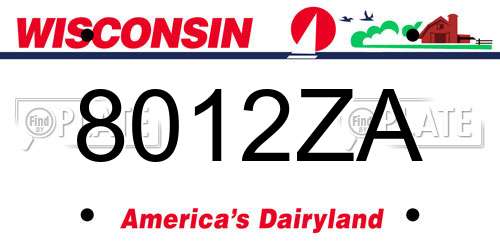 8012ZA Wisconsin License Plate
