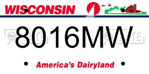 8016MW Wisconsin License Plate