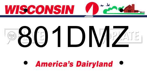 801DMZ Wisconsin License Plate