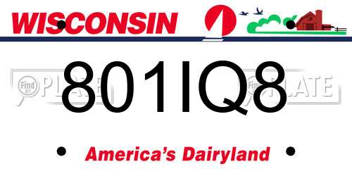 801IQ8 Wisconsin License Plate