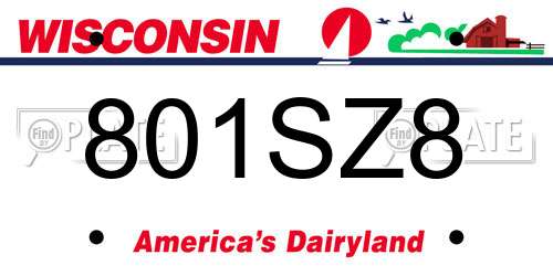 801SZ8 Wisconsin License Plate