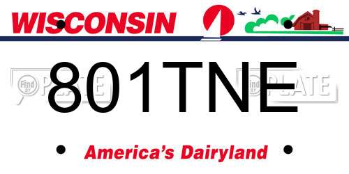 801TNE Wisconsin License Plate