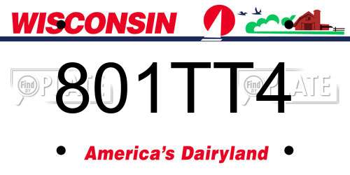 801TT4 Wisconsin License Plate