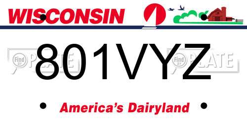 801VYZ Wisconsin License Plate
