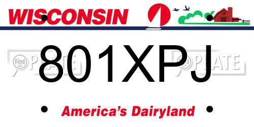 801XPJ Wisconsin License Plate