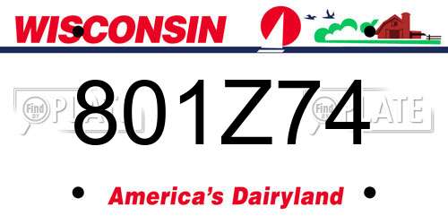 801Z74 Wisconsin License Plate