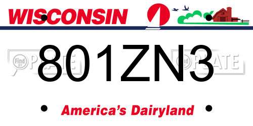 801ZN3 Wisconsin License Plate