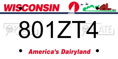 801ZT4 Wisconsin License Plate