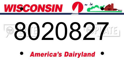 8020827 Wisconsin License Plate