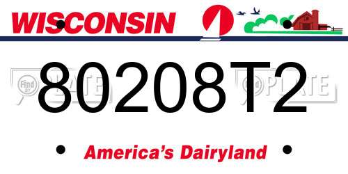 80208T2 Wisconsin License Plate