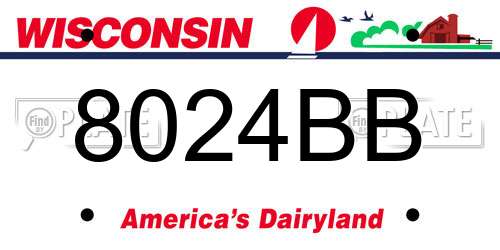 8024BB Wisconsin License Plate