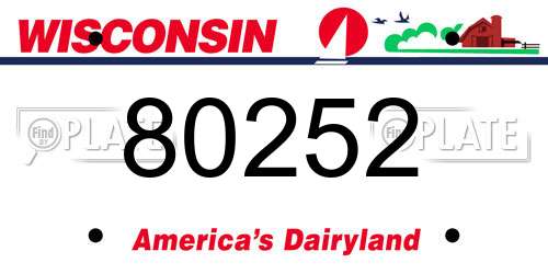80252 Wisconsin License Plate