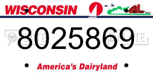 8025869 Wisconsin License Plate
