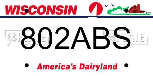 802ABS Wisconsin License Plate