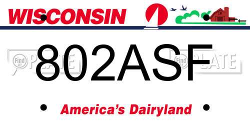 802ASF Wisconsin License Plate
