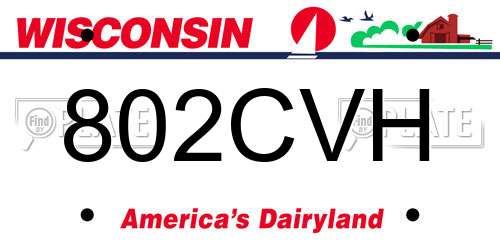 802CVH Wisconsin License Plate