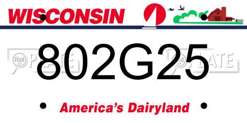 802G25 Wisconsin License Plate