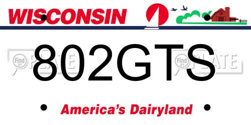 802GTS Wisconsin License Plate