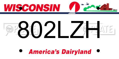 802LZH Wisconsin License Plate