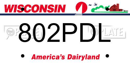 802PDL Wisconsin License Plate