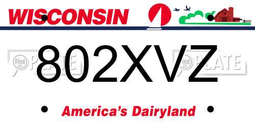 802XVZ Wisconsin License Plate
