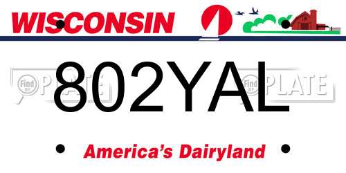 802YAL Wisconsin License Plate
