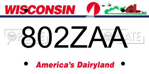 802ZAA Wisconsin License Plate