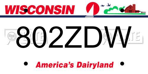 802ZDW Wisconsin License Plate