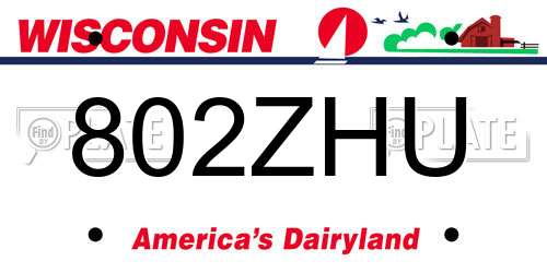 802ZHU Wisconsin License Plate