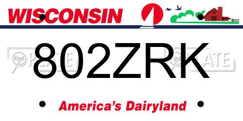 802ZRK Wisconsin License Plate