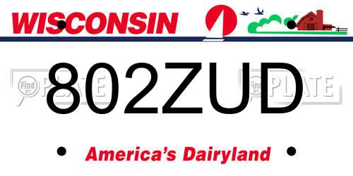 802ZUD Wisconsin License Plate