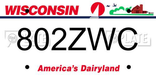 802ZWC Wisconsin License Plate