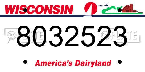 8032523 Wisconsin License Plate
