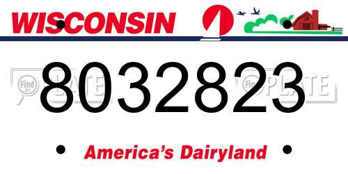 8032823 Wisconsin License Plate