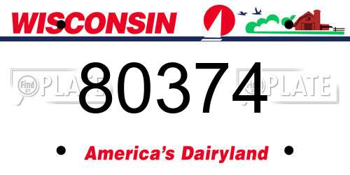 80374 Wisconsin License Plate