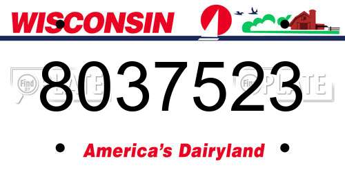 8037523 Wisconsin License Plate