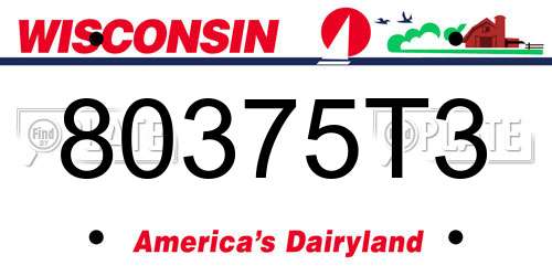 80375T3 Wisconsin License Plate