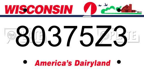 80375Z3 Wisconsin License Plate