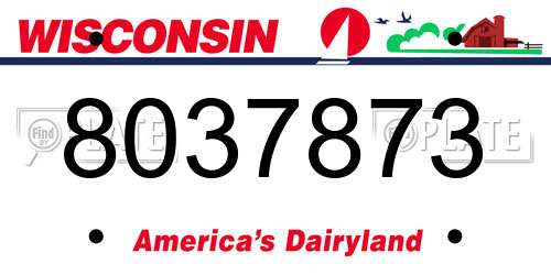 8037873 Wisconsin License Plate