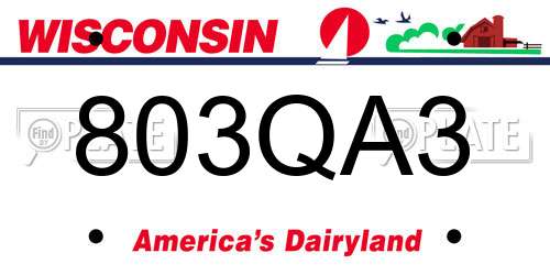 803QA3 Wisconsin License Plate